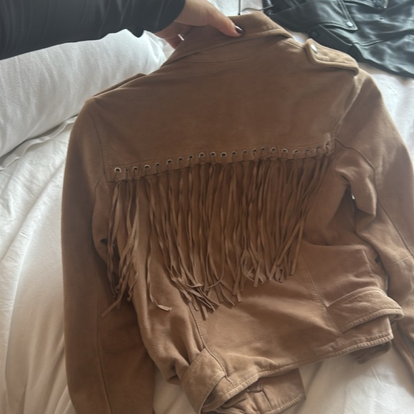 All saints suede taupe jacket with fringe - Picture 2 of 3